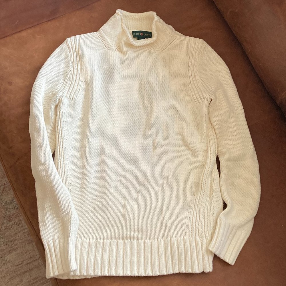 J. Crew Forever 1988 rollneck sweater cotton ivory small